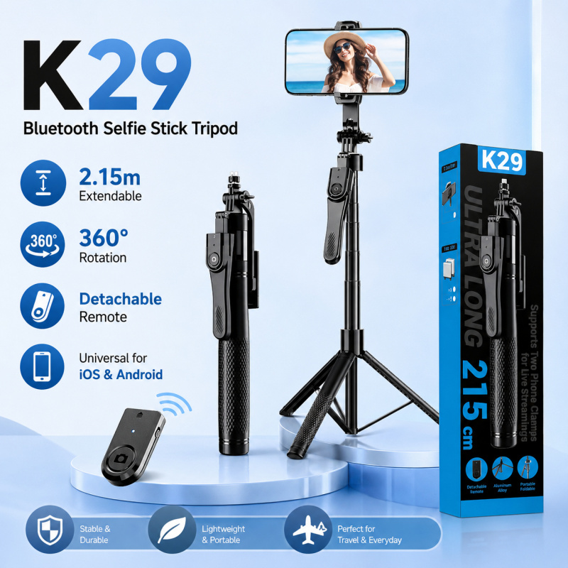 Photography Basics - 2M 블루투스 셀카봉 삼각대(리모컨 포함), 아이폰